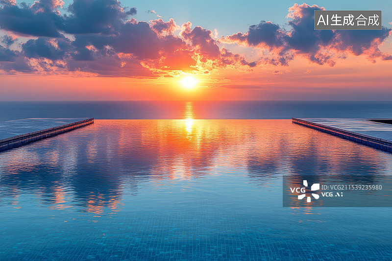 【AI数字艺术】海天一线天空之镜梦幻图片素材