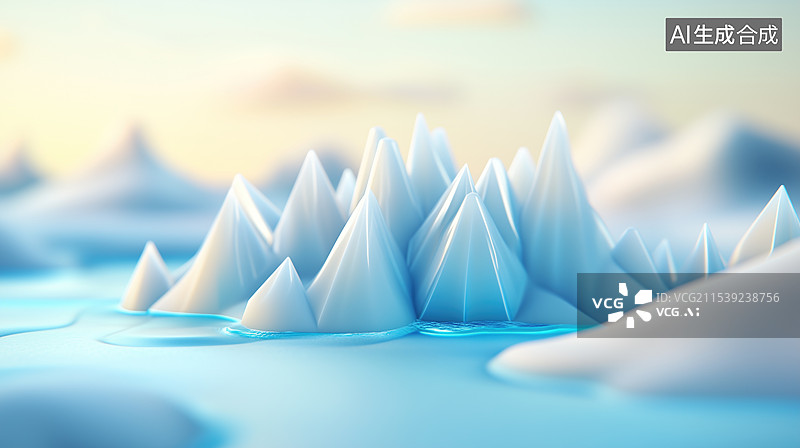 【AI数字艺术】冰晶山脉图片素材