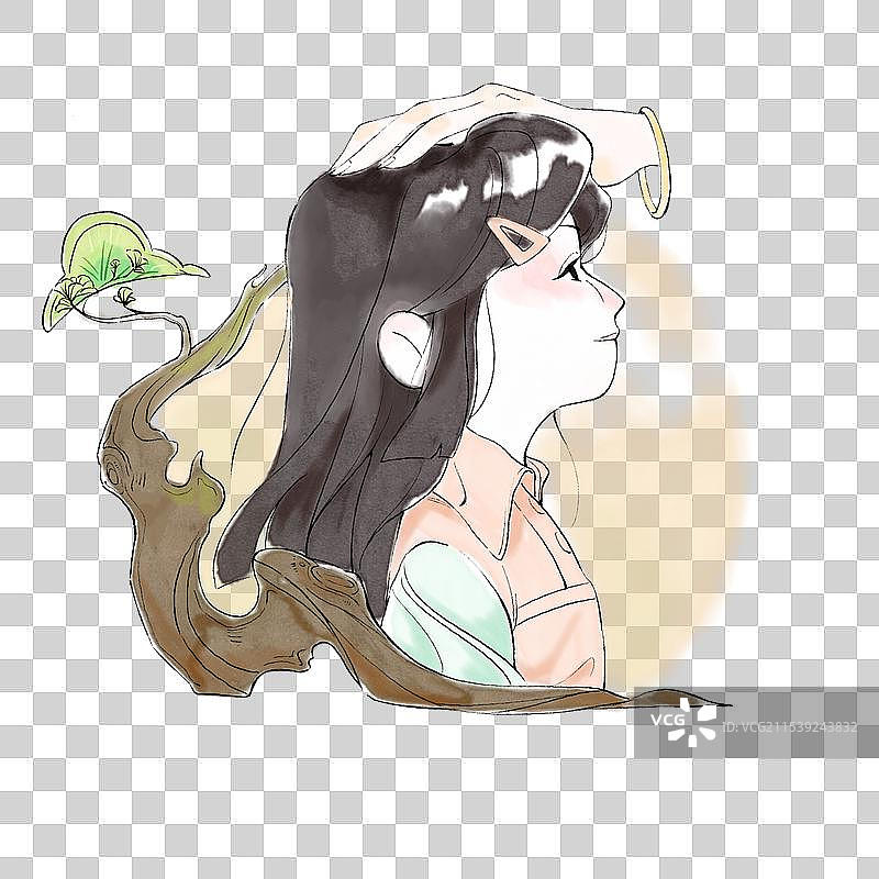 国风小女孩插画免扣素材图片素材