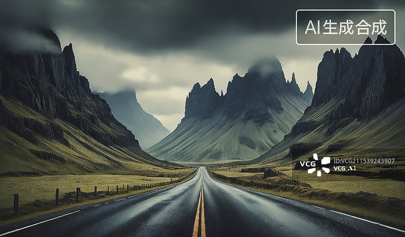 【AI数字艺术】通往远方的道路图片素材