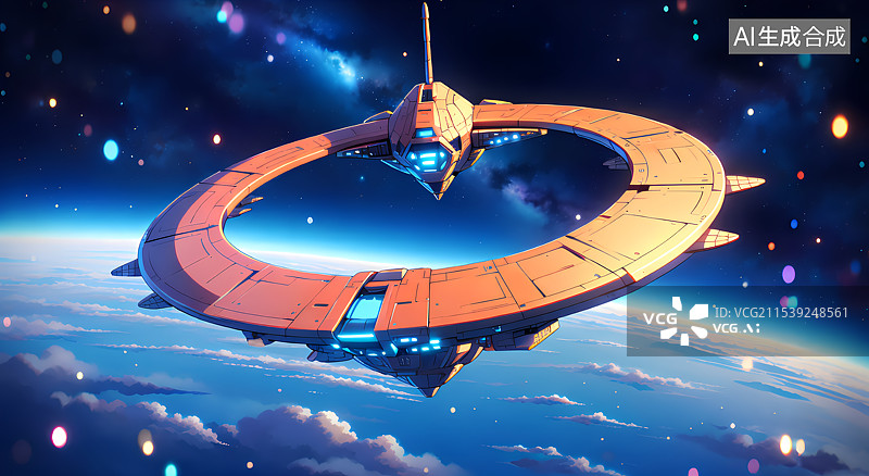 【AI数字艺术】宇宙飞船行星探索插画图片素材