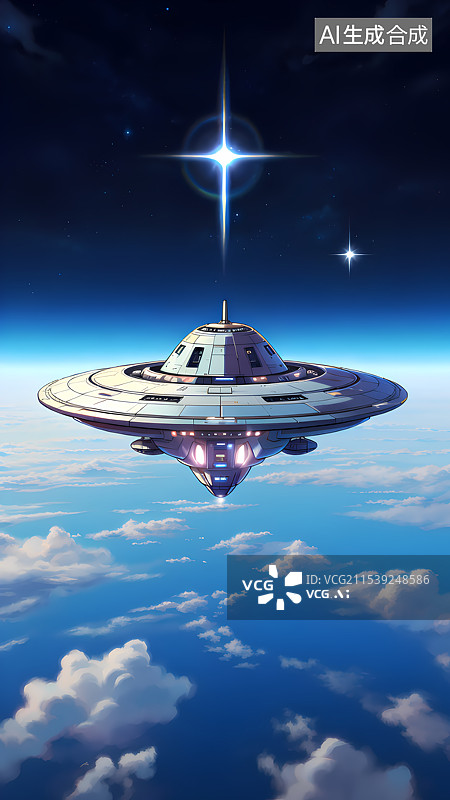 【AI数字艺术】宇宙飞船行星探索插画图片素材