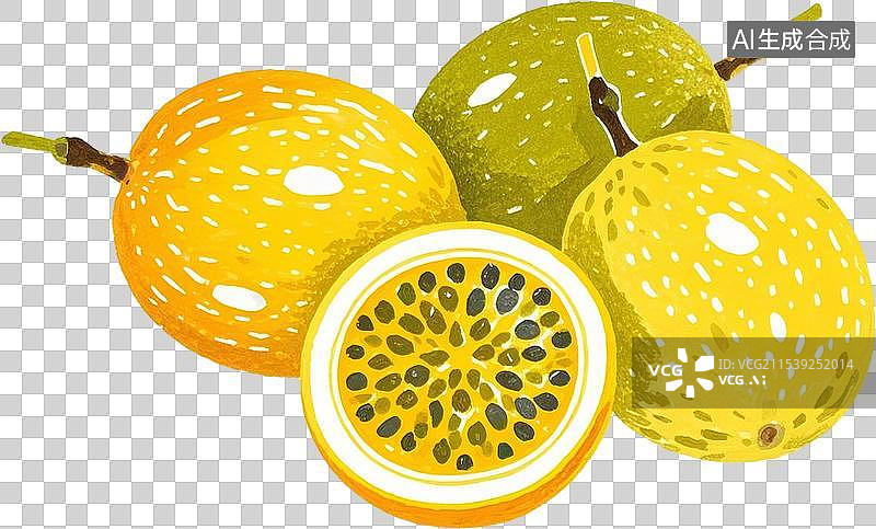 【AI数字艺术】百香果插画免抠元素图片素材