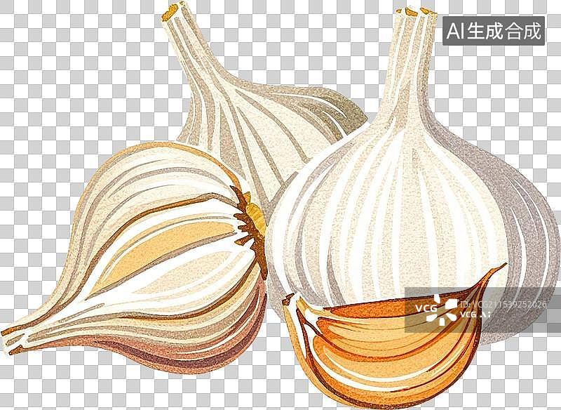 【AI数字艺术】蒜头插画元素图片素材