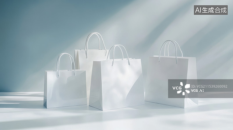 【AI数字艺术】简约风格白色购物袋展示图片素材