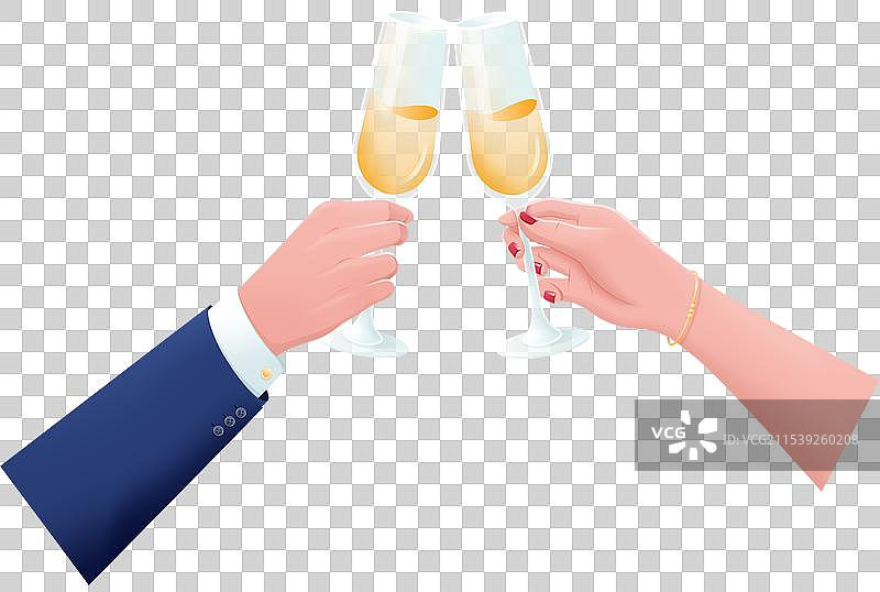 情人节男女干杯庆祝扁平插画元素图片素材
