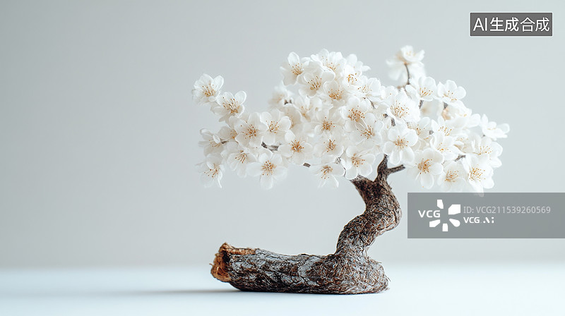 【AI数字艺术】手工迷你樱花树图片素材