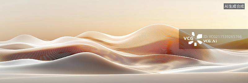 【AI数字艺术】金色线条构成的抽象山脉图片素材