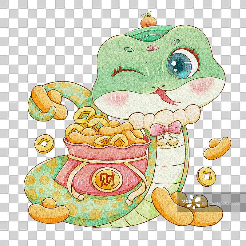蛇年形象ip新年财源滚滚可爱插画免抠素材图片素材