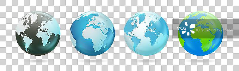 一组地球仪、地球、圆形世界地图图片素材