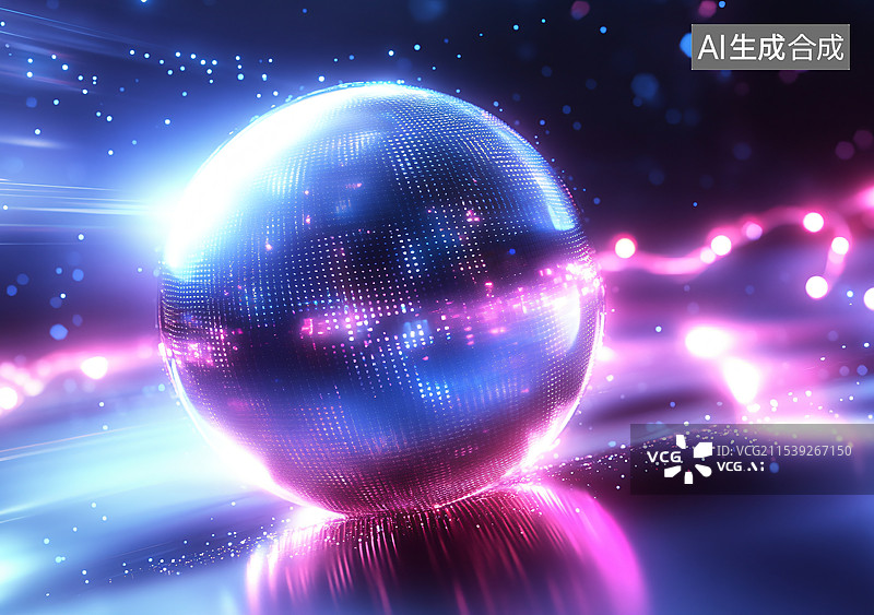 【AI数字艺术】科技感背景，金属球，镭射球图片素材