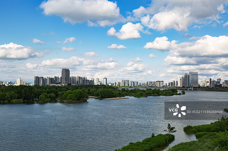 陕西汉中汉江湿地公园风光图片素材