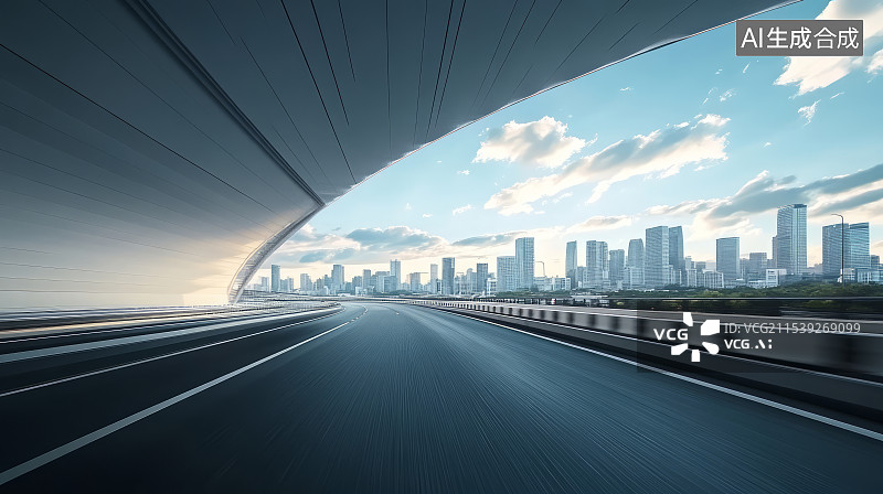 【AI数字艺术】城市天际线建筑与道路图片素材
