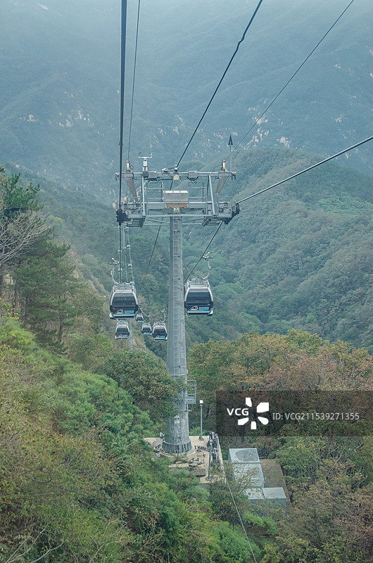 中国非都市风光拍摄主题，高山上的索道，户外白昼无人图像摄影图片素材