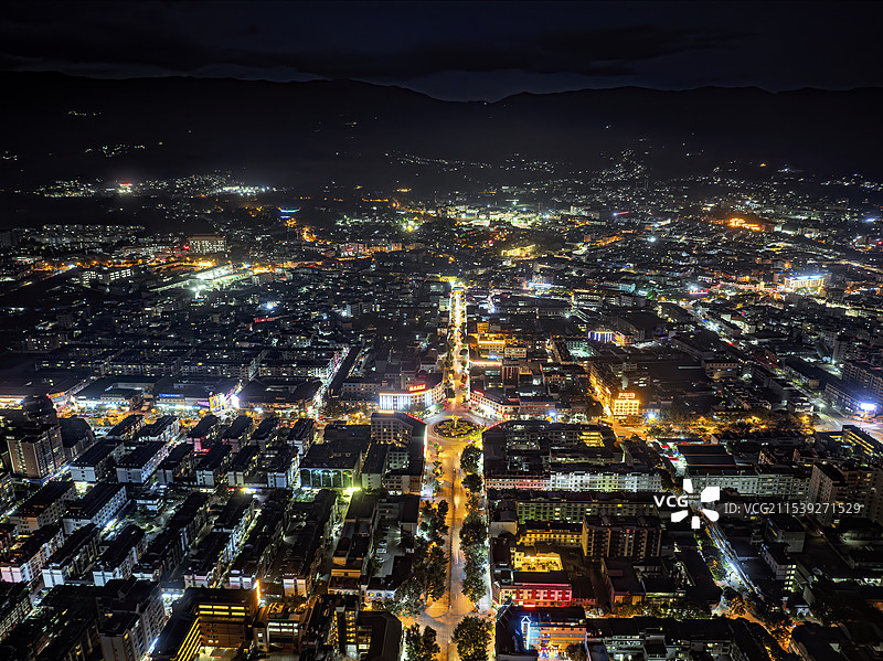 航拍澜沧县日落蓝调风光图片素材