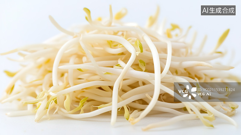 【AI数字艺术】白色背景下的新鲜食物-豆芽图片素材