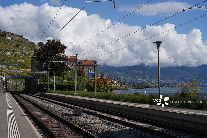 瑞士日内瓦拉沃（Lavaux）葡萄园建筑图片素材