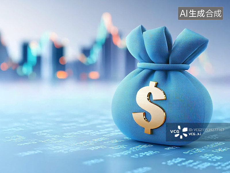 【AI数字艺术】3D钱袋金币，经济增长、增值盈利，资本增值、回报率提升，政策红利释放，金融市场繁荣，规模效益图片素材