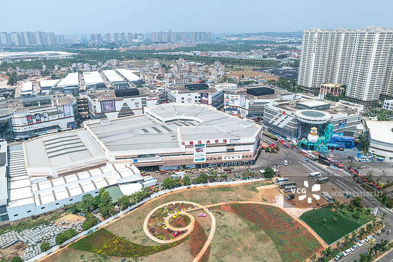 云南昆明斗南花卉市场航拍建筑景观图片素材