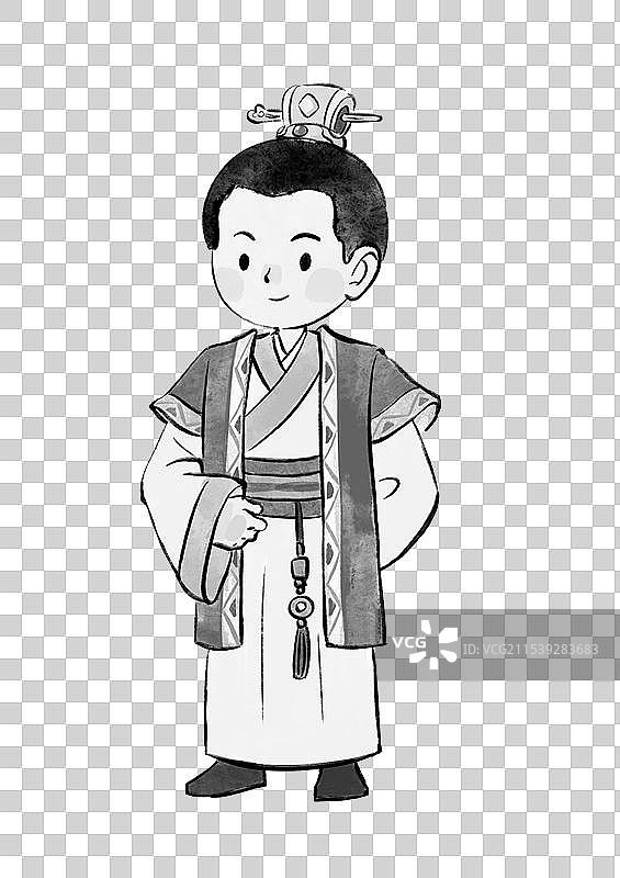 文创国风古代人物Q版可爱插画元素图片素材