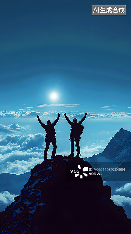 【AI数字艺术】登山爬山高山风景人物图片素材