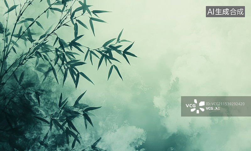 【AI数字艺术】古典素雅国风竹子插画海报背景图片素材