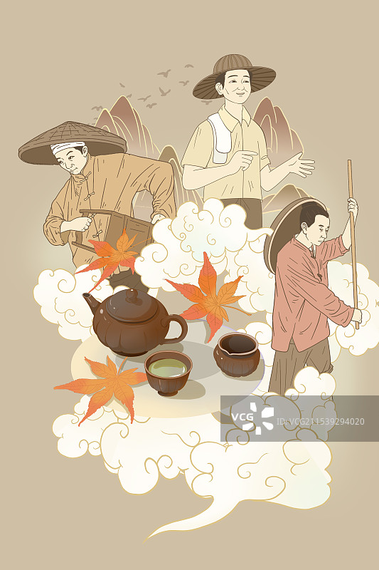 非遗茶具插画图片素材