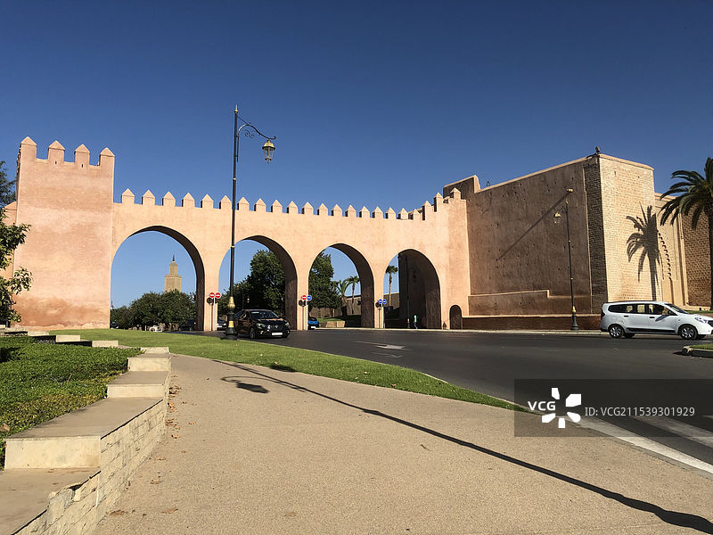 摩洛哥首都拉巴特城市街道建筑风景图片素材