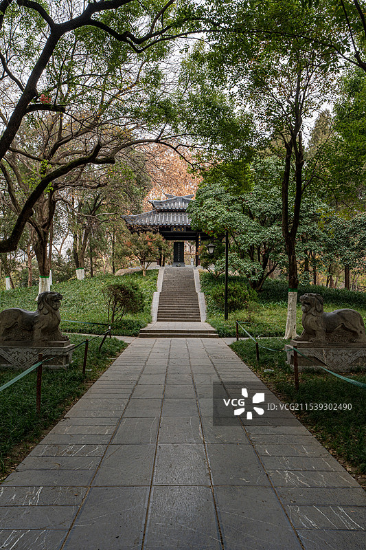 逍遥津公园绿荫深处的张辽墓图片素材