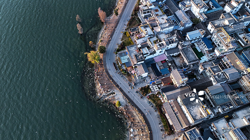 洱海龙龛码头航拍特写图片素材