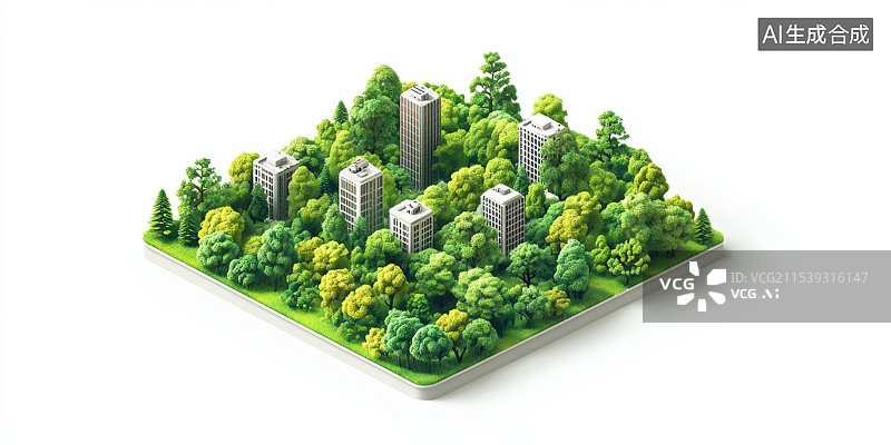 【AI数字艺术】绿色城市新能源生态环保创意新媒体背景图片素材
