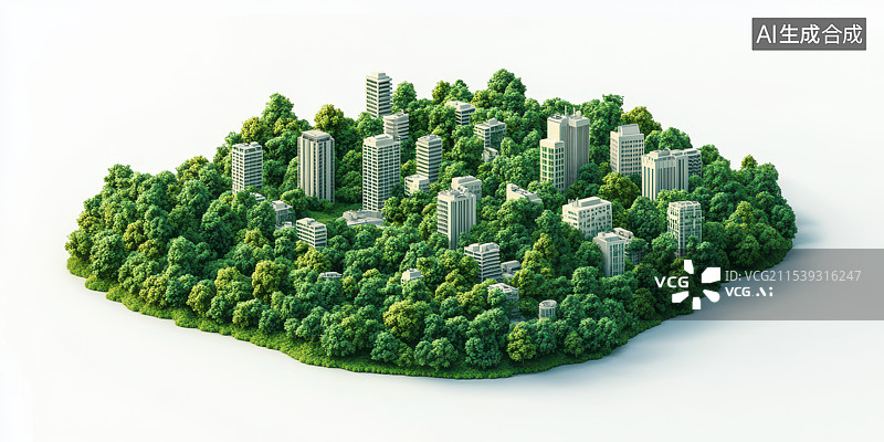 【AI数字艺术】绿色城市新能源生态环保创意新媒体背景图片素材