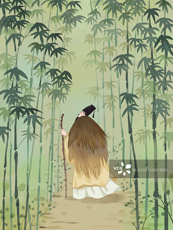 苏东坡一蓑烟雨任平生插画图片素材