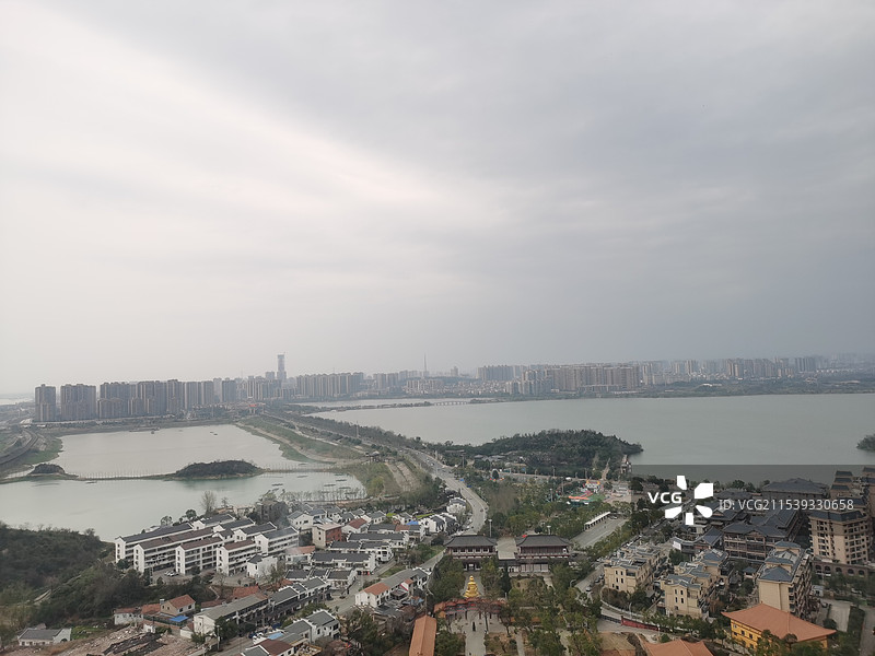 湖南岳阳 岳阳塔 圣安古寺 遥望南湖 洞庭湖图片素材