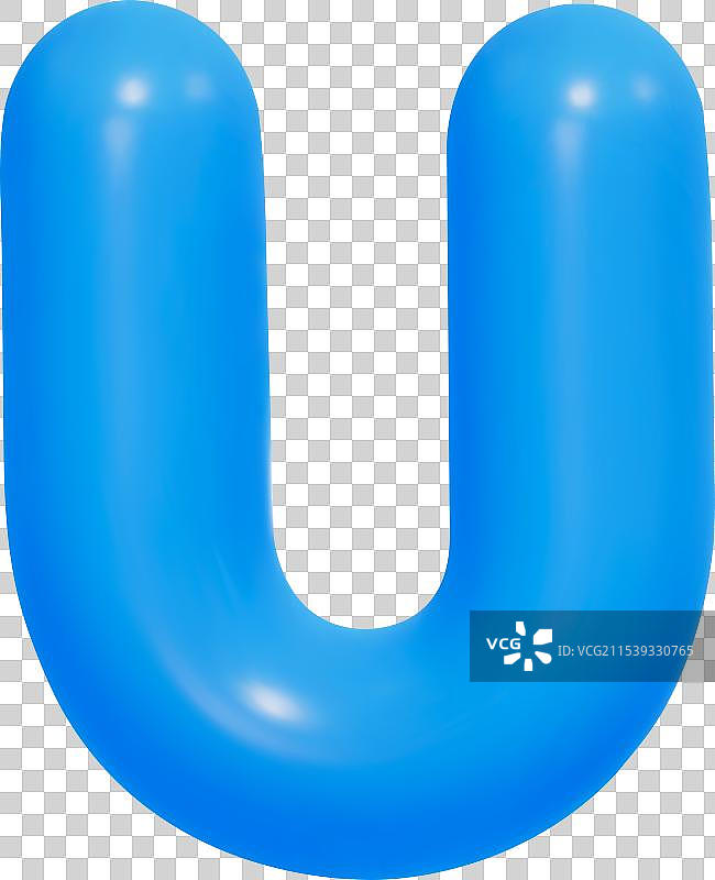 3D蓝色字母U气球图片素材