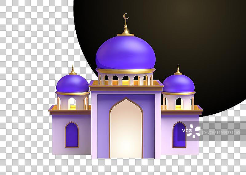 3D清真寺建筑模型设计图片素材