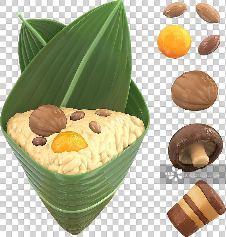 粽子配料的3D元素图片素材