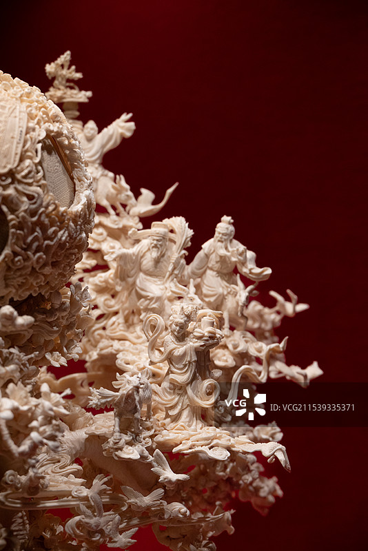 广东省博物馆-象牙雕刻展品细节图图片素材