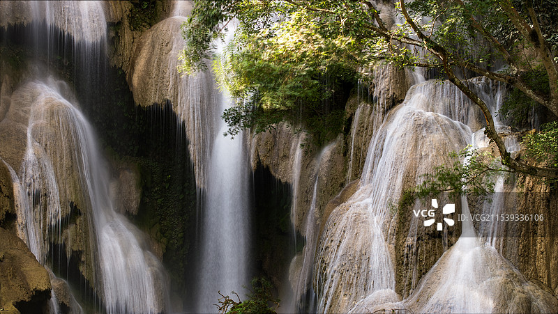 老挝光西瀑布风光图片素材