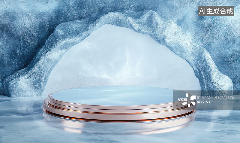 【AI数字艺术】3D渲染简约建筑框架电商展台背景图片素材