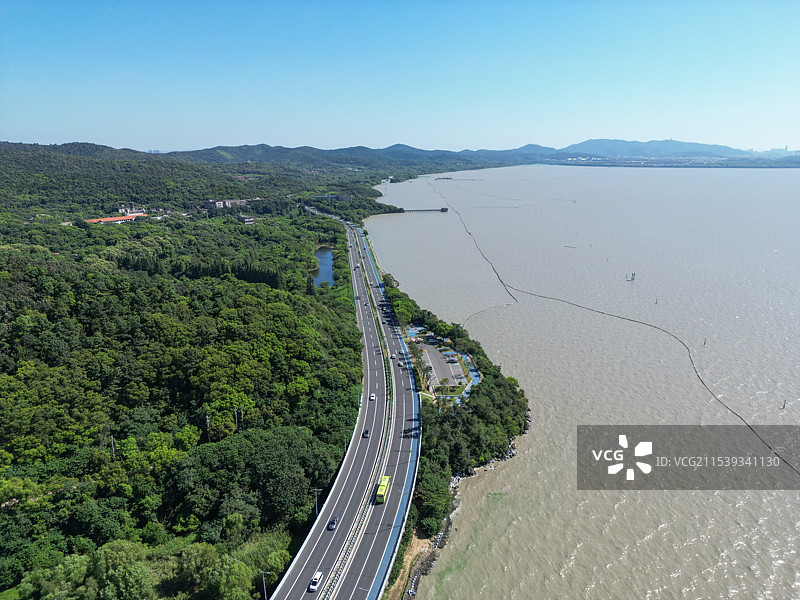 航拍无锡马山太湖沿岸风光图片素材