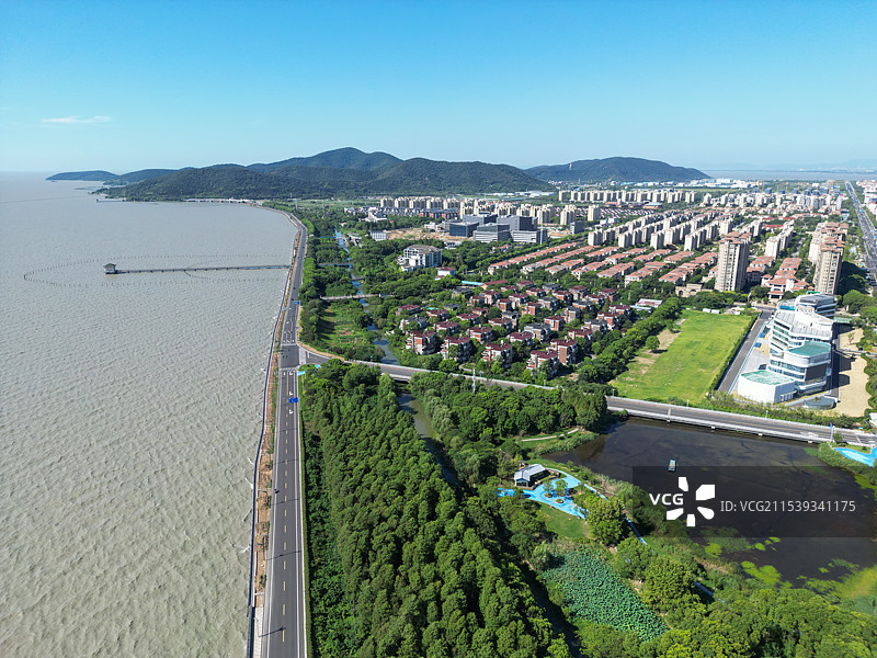 航拍无锡马山太湖沿岸风光图片素材