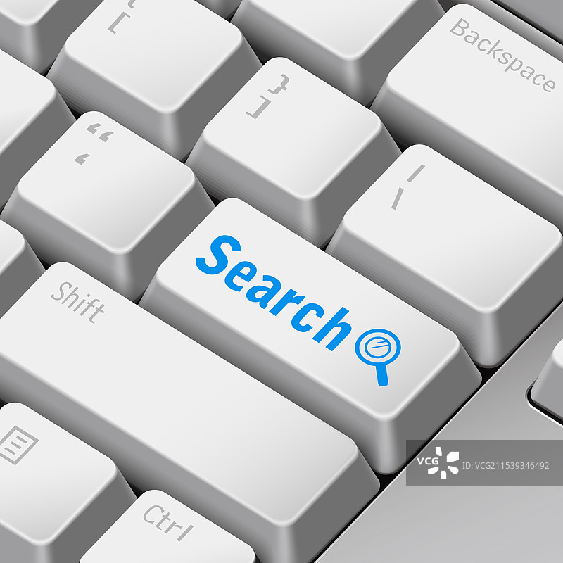 搜索概念与3D电脑键盘图片素材
