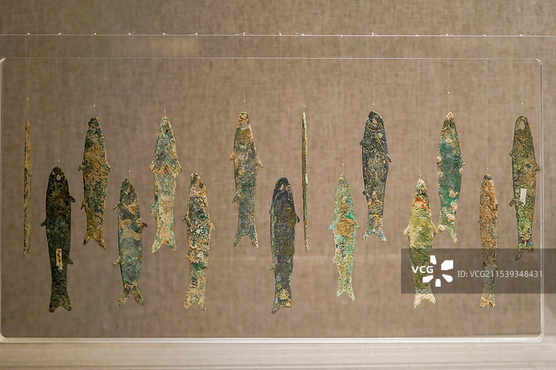 河南博物院展品：西周虢国铜鱼图片素材