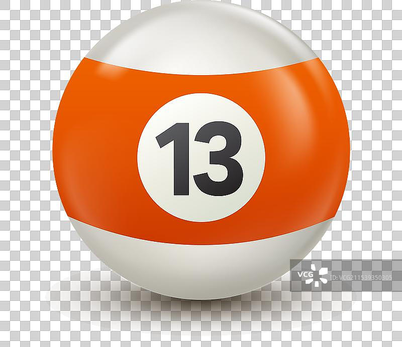 台球橙色球，编号13，斯诺克或图片素材