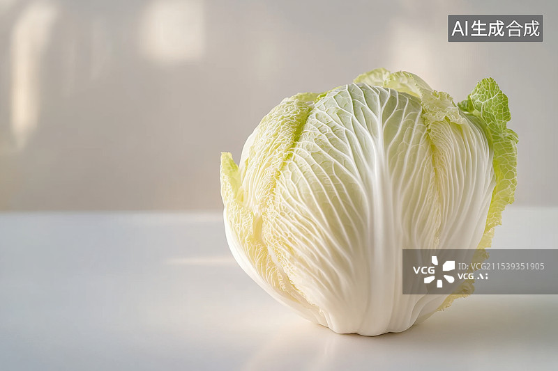 【AI数字艺术】白菜娃娃菜蔬菜白色背景下的特写可抠图元素图片素材