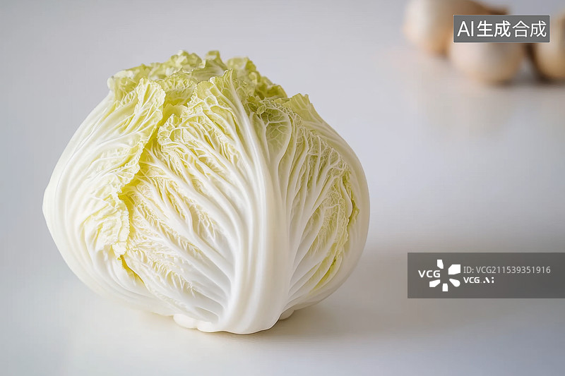 【AI数字艺术】白菜娃娃菜蔬菜白色背景下的特写可抠图元素图片素材