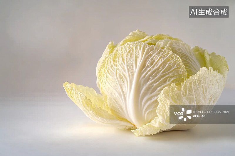 【AI数字艺术】白菜娃娃菜蔬菜白色背景下的特写可抠图元素图片素材