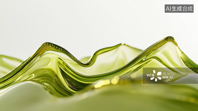 【AI数字艺术】黑巧克力泡在绿色抹茶薄荷奶油中3D卡通立体插画图片素材