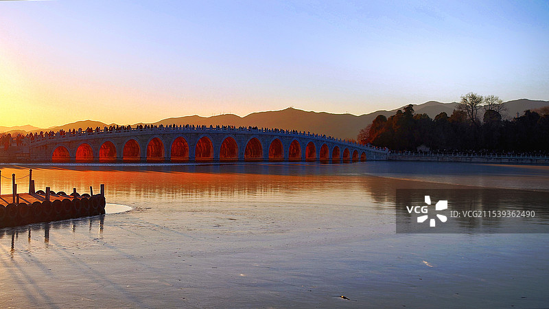 颐和园的落日景观图片素材